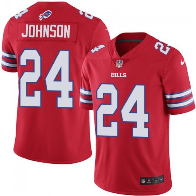 Nike Bills #24 Taron Johnson Red Men's Stitched NFL Limited Rush Jersey