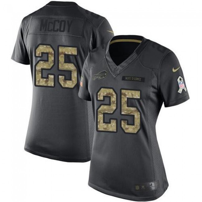 Women's Bills #25 LeSean McCoy Black Stitched NFL Limited 2016 Salute to Service Jersey