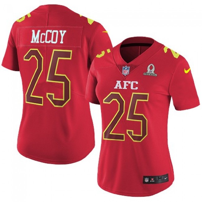 Women's Bills #25 LeSean McCoy Red Stitched NFL Limited AFC 2017 Pro Bowl Jersey