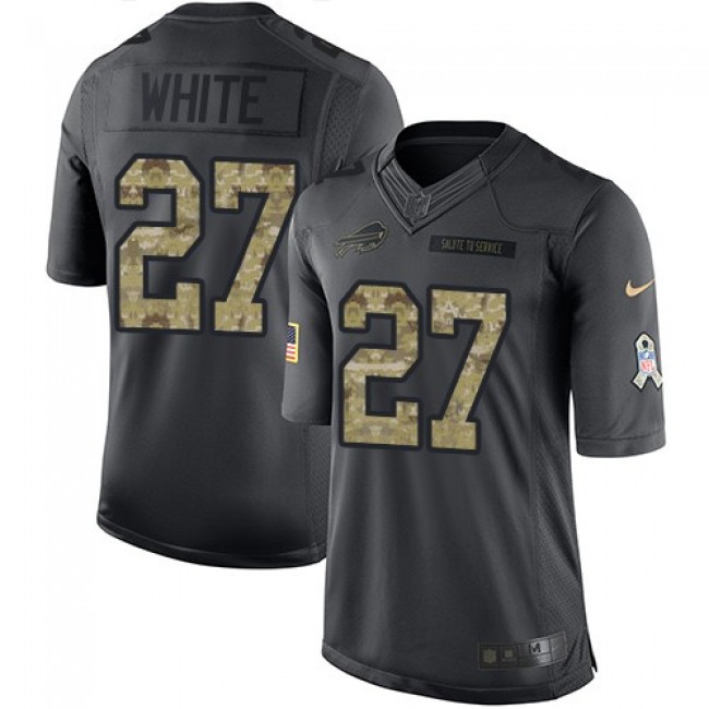 Nike Bills #27 Tre'Davious White Black Men's Stitched NFL Limited 2016 Salute To Service Jersey