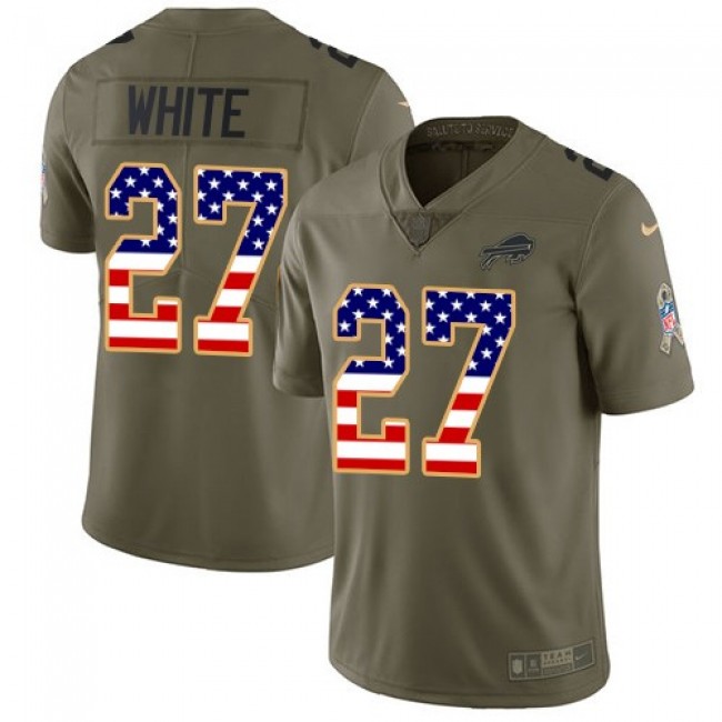 Nike Bills #27 Tre'Davious White Olive/USA Flag Men's Stitched NFL Limited 2017 Salute To Service Jersey