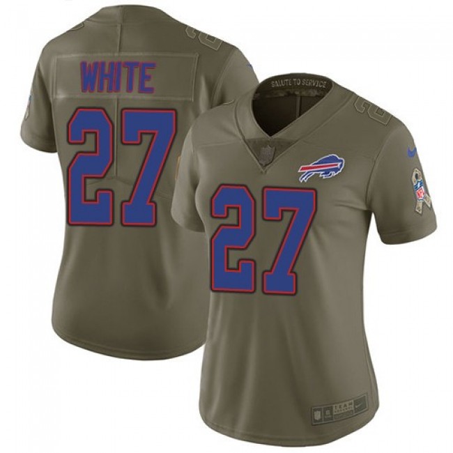 Women's Bills #27 Tre'Davious White Olive Stitched NFL Limited 2017 Salute to Service Jersey