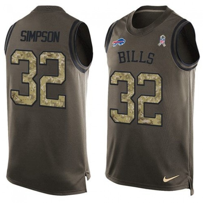 Nike Bills #32 O. J. Simpson Green Men's Stitched NFL Limited Salute To Service Tank Top Jersey