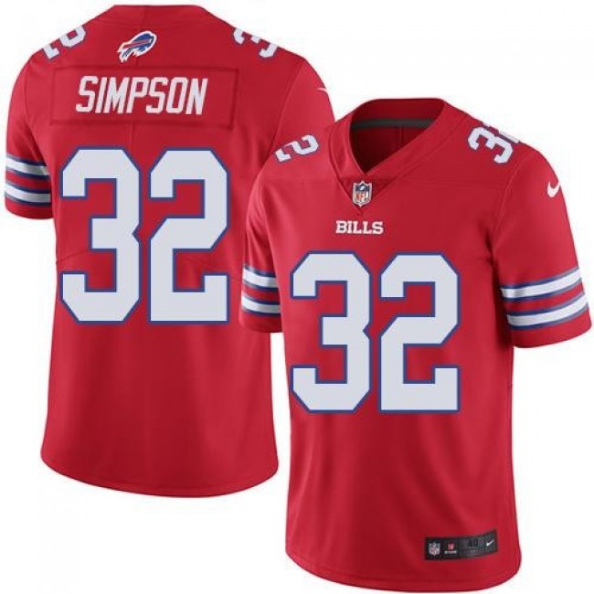 Nike Bills #32 O. J. Simpson Red Men's Stitched NFL Elite Rush Jersey