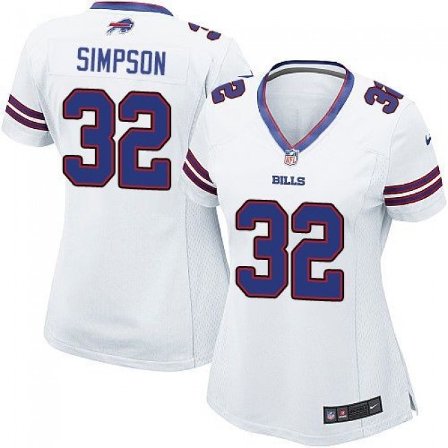 Women's Bills #32 OJ Simpson White Stitched NFL Elite Jersey