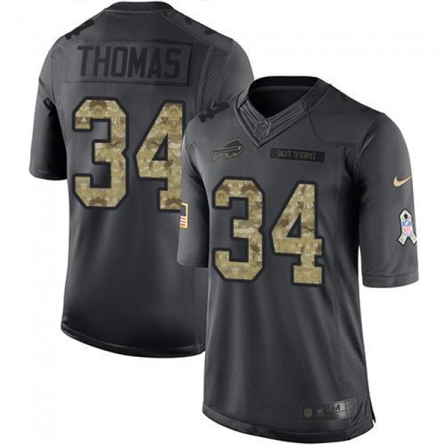 Nike Bills #34 Thurman Thomas Black Men's Stitched NFL Limited 2016 Salute To Service Jersey