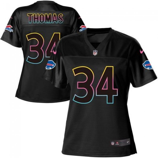 Women's Bills #34 Thurman Thomas Black NFL Game Jersey