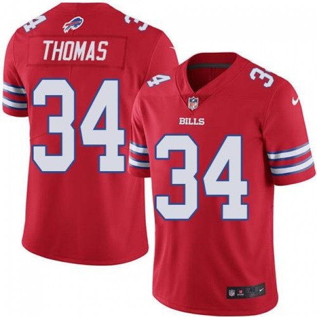 Nike Bills #34 Thurman Thomas Red Men's Stitched NFL Elite Rush Jersey