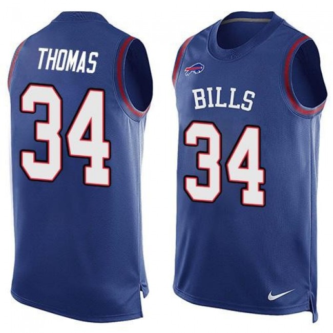 Nike Bills #34 Thurman Thomas Royal Blue Team Color Men's Stitched NFL Limited Tank Top Jersey