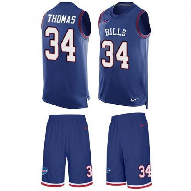Nike Bills #34 Thurman Thomas Royal Blue Team Color Men's Stitched NFL Limited Tank Top Suit Jersey