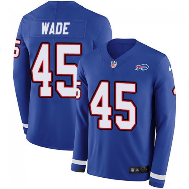 Nike Bills #45 Christian Wade Royal Blue Team Color Men's Stitched NFL Limited Therma Long Sleeve Jersey