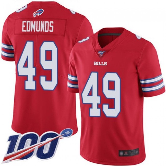 Nike Bills #49 Tremaine Edmunds Red Men's Stitched NFL Limited Rush 100th Season Jersey