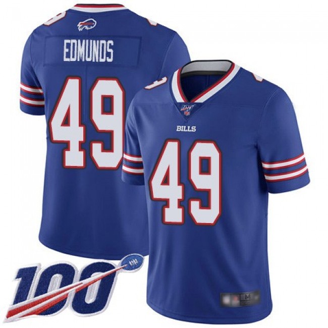 Nike Bills #49 Tremaine Edmunds Royal Blue Team Color Men's Stitched NFL 100th Season Vapor Limited Jersey