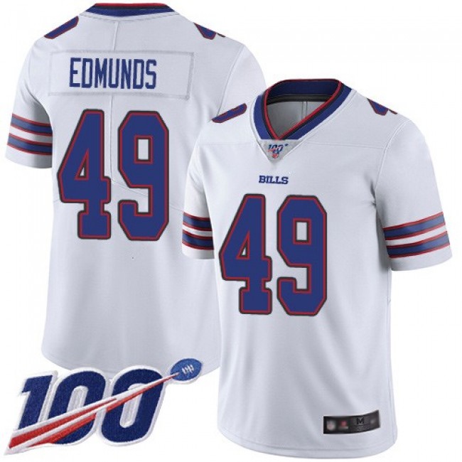 Nike Bills #49 Tremaine Edmunds White Men's Stitched NFL 100th Season Vapor Limited Jersey