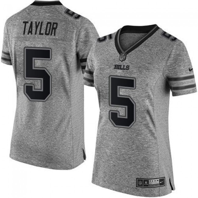 Women's Bills #5 Tyrod Taylor Gray Stitched NFL Limited Gridiron Gray Jersey