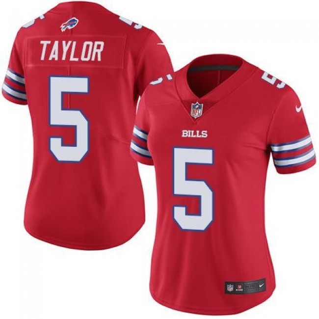 Women's Bills #5 Tyrod Taylor Red Stitched NFL Limited Rush Jersey