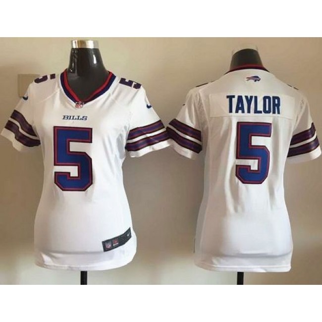 Women's Bills #5 Tyrod Taylor White Stitched NFL Elite Jersey