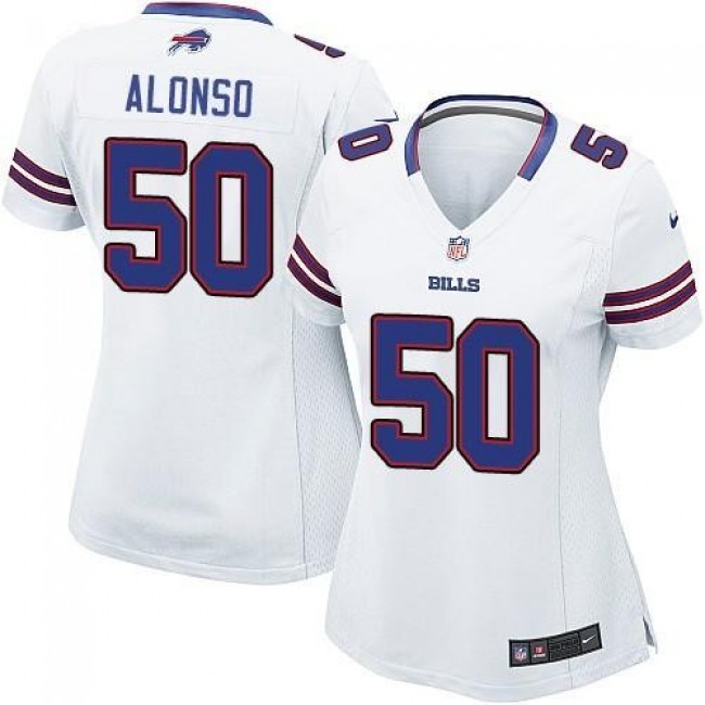 Women's Bills #50 Kiko Alonso White Stitched NFL Elite Jersey
