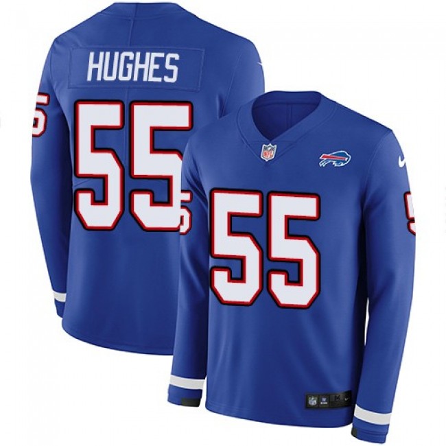 Nike Bills #55 Jerry Hughes Royal Blue Team Color Men's Stitched NFL Limited Therma Long Sleeve Jersey