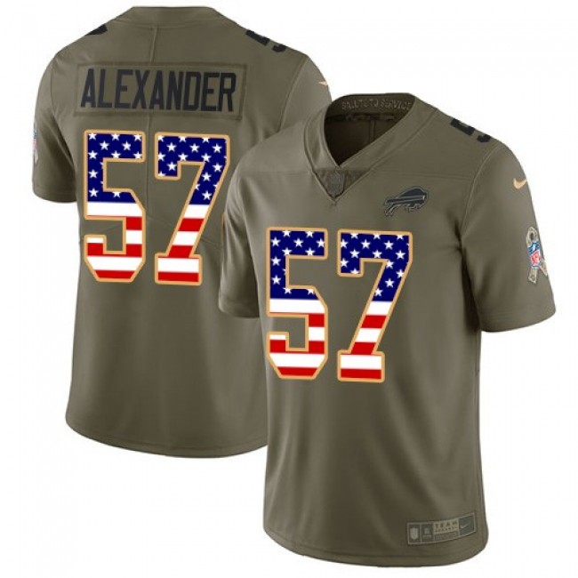 Nike Bills #57 Lorenzo Alexander Olive/USA Flag Men's Stitched NFL Limited 2017 Salute To Service Jersey