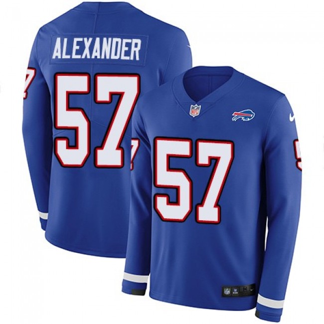 Nike Bills #57 Lorenzo Alexander Royal Blue Team Color Men's Stitched NFL Limited Therma Long Sleeve Jersey