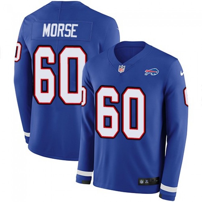 Nike Bills #60 Mitch Morse Royal Blue Team Color Men's Stitched NFL Limited Therma Long Sleeve Jersey