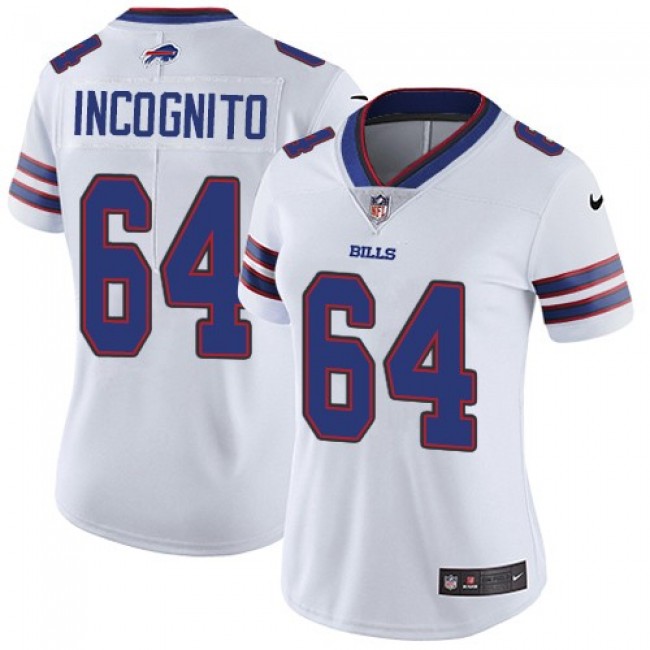Women's Bills #64 Richie Incognito White Stitched NFL Vapor Untouchable Limited Jersey