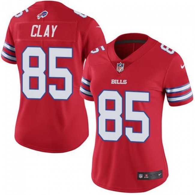 Women's Bills #85 Charles Clay Red Stitched NFL Limited Rush Jersey