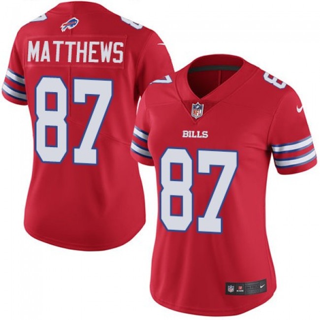 Women's Bills #87 Jordan Matthews Red Stitched NFL Limited Rush Jersey