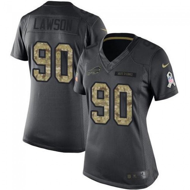 Women's Bills #90 Shaq Lawson Black Stitched NFL Limited 2016 Salute to Service Jersey