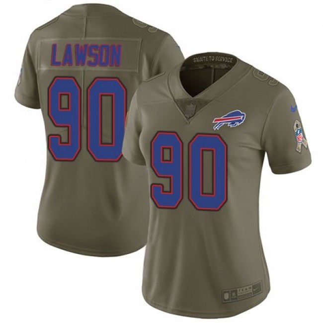 Women's Bills #90 Shaq Lawson Olive Stitched NFL Limited 2017 Salute to Service Jersey