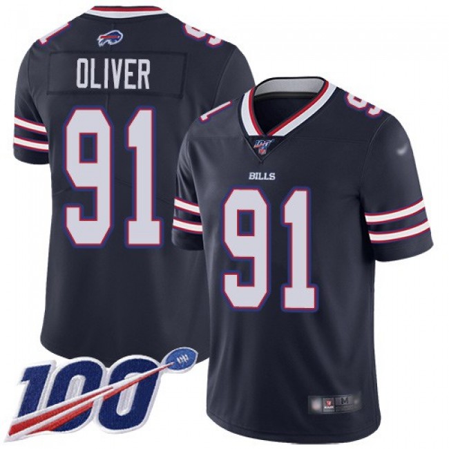 Nike Bills #91 Ed Oliver Navy Men's Stitched NFL Limited Inverted Legend 100th Season Jersey