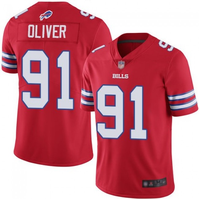 Nike Bills #91 Ed Oliver Red Men's Stitched NFL Limited Rush Jersey