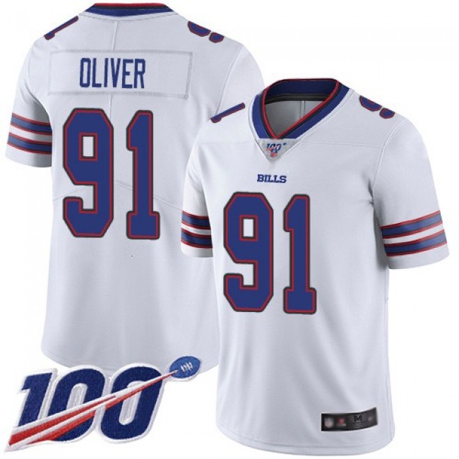 Nike Bills #91 Ed Oliver White Men's Stitched NFL 100th Season Vapor Limited Jersey