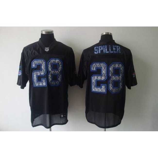 Sideline Black United Bills #28 C.J. Spiller Black Stitched NFL Jersey