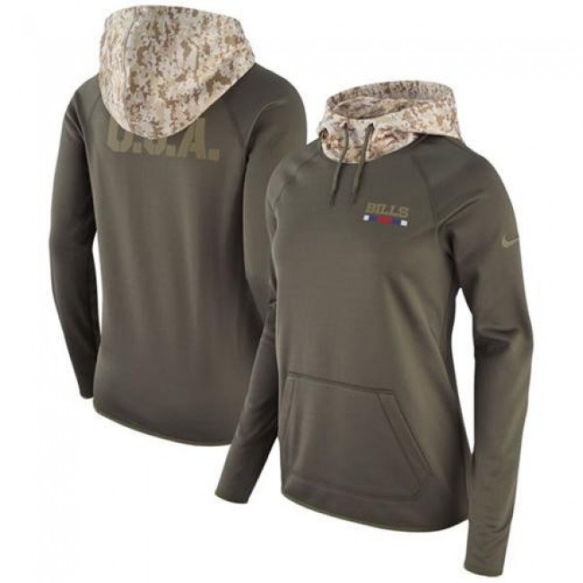 Women's Buffalo Bills Olive Salute to Service Pullover Hoodie Jersey