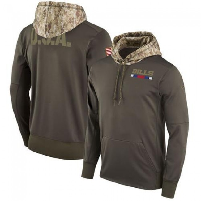 Buffalo Bills Olive Salute to Service Sideline Therma Pullover Hoodie Jersey