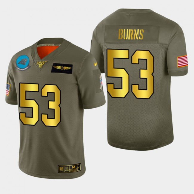 Carolina Panthers #53 Brian Burns Men's Nike Olive Gold 2019 Salute to Service Limited NFL 100 Jersey