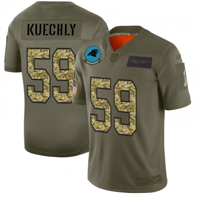 Carolina Panthers #59 Luke Kuechly Men's Nike 2019 Olive Camo Salute To Service Limited NFL Jersey