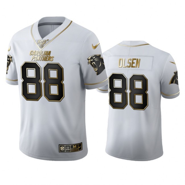 Carolina Panthers #88 Greg Olsen Men's Nike White Golden Edition Vapor Limited NFL 100 Jersey