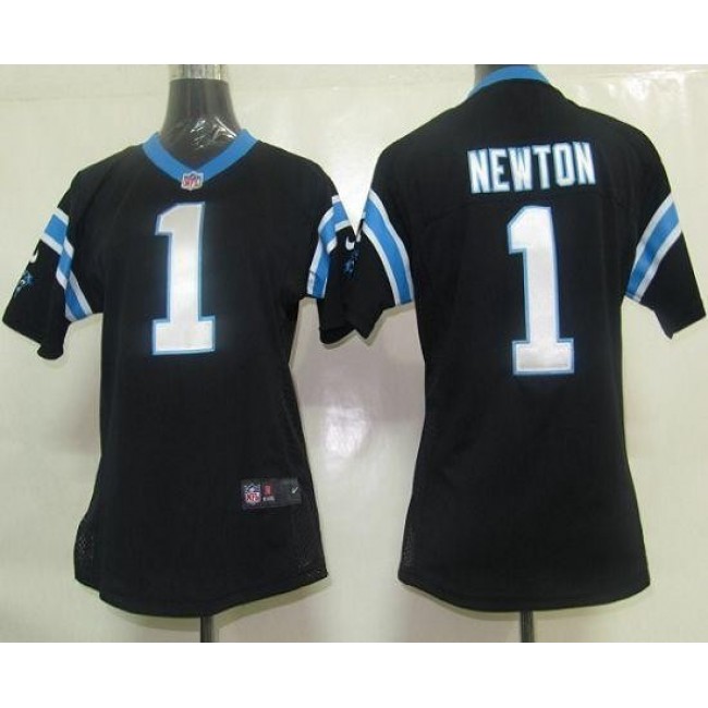 Women's Panthers #1 Cam Newton Black Team Color Stitched NFL Elite Jersey