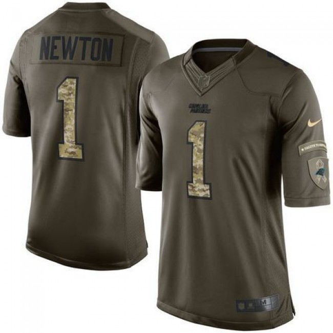 Carolina Panthers #1 Cam Newton Green Youth Stitched NFL Limited Salute to Service Jersey