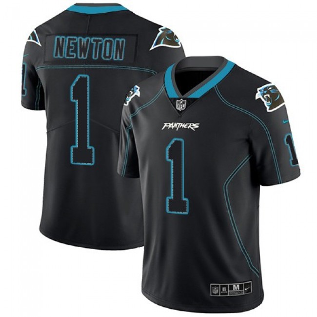 Nike Panthers #1 Cam Newton Lights Out Black Men's Stitched NFL Limited Rush Jersey