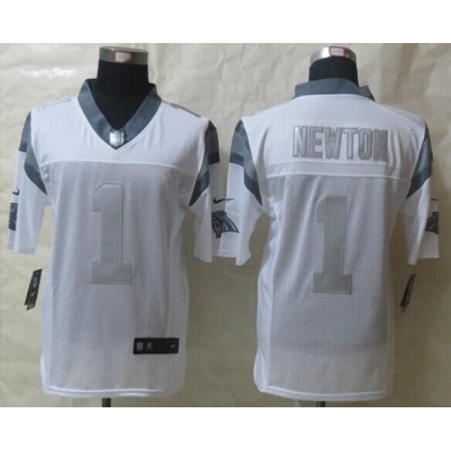 Nike Panthers #1 Cam Newton White Men's Stitched NFL Limited Platinum Jersey