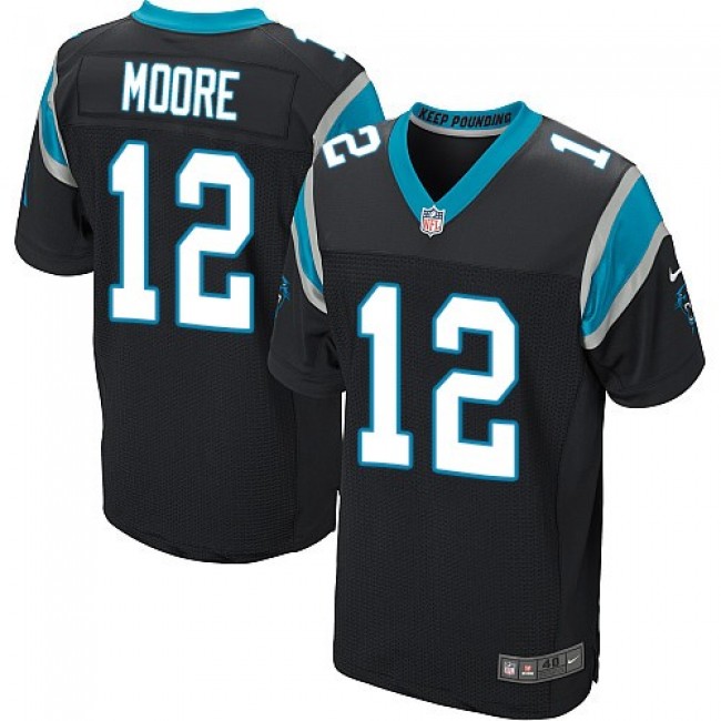 نيلة زرقاء Nike Panthers #12 DJ Moore Black Team Color Men's Stitched NFL Limited Therma Long Sleeve Jersey نيلة زرقاء