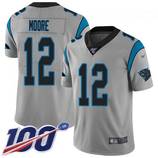 Nike Panthers #12 DJ Moore Silver Men's Stitched NFL Limited Inverted Legend 100th Season Jersey