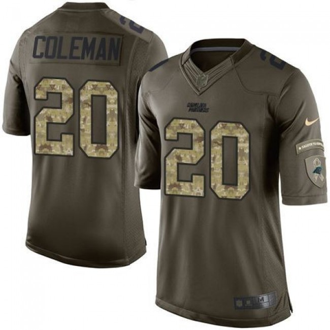 Carolina Panthers #20 Kurt Coleman Green Youth Stitched NFL Limited Salute to Service Jersey