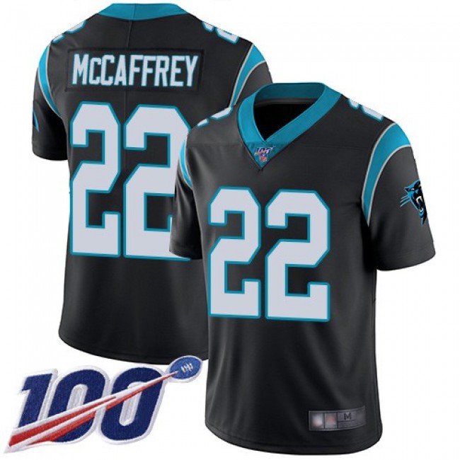 Nike Panthers #22 Christian McCaffrey Black Team Color Men's Stitched NFL 100th Season Vapor Limited Jersey