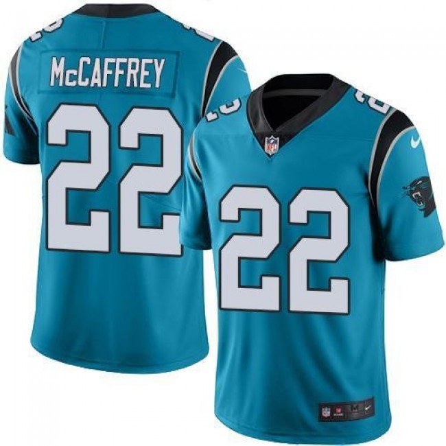 Nike Panthers #22 Christian McCaffrey Blue Men's Stitched NFL Limited Rush Jersey