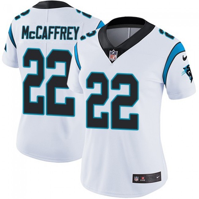 Women's Panthers #22 Christian McCaffrey White Stitched NFL Vapor Untouchable Limited Jersey